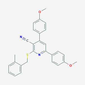 molecular formula C28H24N2O2S B375492 4,6-Bis(4-methoxyphenyl)-2-[(2-methylbenzyl)sulfanyl]nicotinonitrile CAS No. 313550-90-2