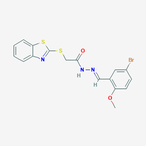 molecular formula C17H14BrN3O2S2 B375494 2-(1,3-benzothiazol-2-ylsulfanyl)-N'-(5-bromo-2-methoxybenzylidene)acetohydrazide CAS No. 343365-38-8