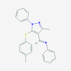 molecular formula C24H21N3S B375496 N-({3-methyl-5-[(4-methylphenyl)sulfanyl]-1-phenyl-1H-pyrazol-4-yl}methylene)-N-phenylamine 