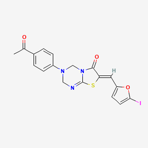 molecular formula C18H14IN3O3S B3755020 (7Z)-3-(4-acetylphenyl)-7-[(5-iodofuran-2-yl)methylidene]-3,4-dihydro-2H-[1,3]thiazolo[3,2-a][1,3,5]triazin-6(7H)-one 