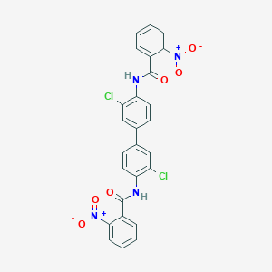 molecular formula C26H16Cl2N4O6 B375503 N-[3,3'-dichloro-4'-({2-nitrobenzoyl}amino)[1,1'-biphenyl]-4-yl]-2-nitrobenzamide 