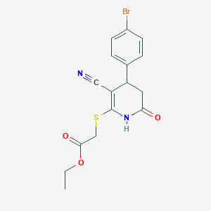 molecular formula C16H15BrN2O3S B375508 Ethyl {[4-(4-bromophenyl)-3-cyano-6-hydroxy-4,5-dihydropyridin-2-yl]sulfanyl}acetate CAS No. 197570-03-9