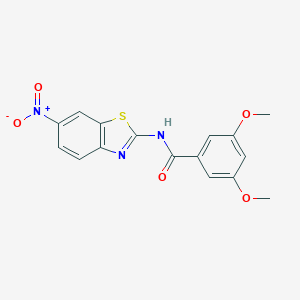 molecular formula C16H13N3O5S B375516 3,5-Dimethoxy-N-(6-nitro-1,3-benzothiazol-2-yl)benzamide CAS No. 308294-63-5