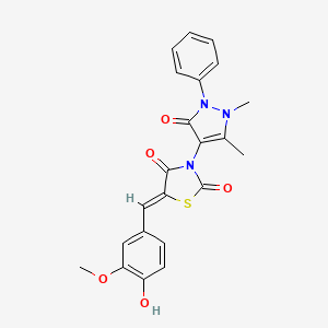 (5Z)-3-(1,5-DIMETHYL-3-OXO-2-PHENYL-2,3-DIHYDRO-1H-PYRAZOL-4-YL)-5-[(4-HYDROXY-3-METHOXYPHENYL)METHYLIDENE]-1,3-THIAZOLIDINE-2,4-DIONE