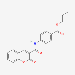 molecular formula C20H17NO5 B3755286 4-[(2-Oxo-2H-chromene-3-carbonyl)-amino]-benzoic acid propyl ester 