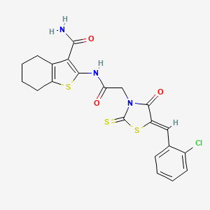 2-(2-{5-[(2-Chlorophenyl)methylene]-4-oxo-2-thioxo-1,3-thiazolidin-3-yl}acetyl amino)-4,5,6,7-tetrahydrobenzo[b]thiophene-3-carboxamide