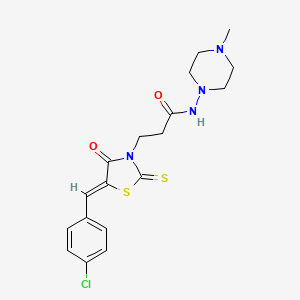 molecular formula C18H21ClN4O2S2 B3755335 3-[(5Z)-5-[(4-chlorophenyl)methylidene]-4-oxo-2-sulfanylidene-1,3-thiazolidin-3-yl]-N-(4-methylpiperazin-1-yl)propanamide 