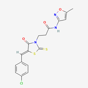 3-[(5Z)-5-[(4-chlorophenyl)methylidene]-4-oxo-2-sulfanylidene-1,3-thiazolidin-3-yl]-N-(5-methyl-1,2-oxazol-3-yl)propanamide