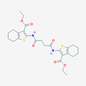 molecular formula C26H32N2O6S2 B375539 Ethyl 2-[[4-[(3-ethoxycarbonyl-4,5,6,7-tetrahydro-1-benzothiophen-2-yl)amino]-4-oxobutanoyl]amino]-4,5,6,7-tetrahydro-1-benzothiophene-3-carboxylate CAS No. 81930-78-1