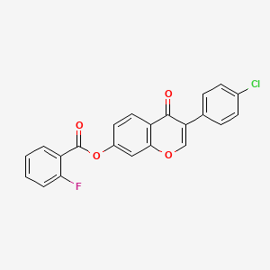 molecular formula C22H12ClFO4 B3755476 3-(4-chlorophenyl)-4-oxo-4H-chromen-7-yl 2-fluorobenzoate 