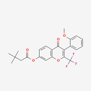 molecular formula C23H21F3O5 B3755522 3-(2-methoxyphenyl)-4-oxo-2-(trifluoromethyl)-4H-chromen-7-yl 3,3-dimethylbutanoate 