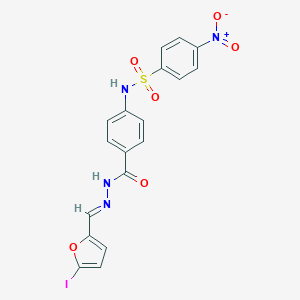 molecular formula C18H13IN4O6S B375553 4-nitro-N-[4-({2-[(5-iodo-2-furyl)methylene]hydrazino}carbonyl)phenyl]benzenesulfonamide 