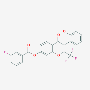 3-(2-methoxyphenyl)-4-oxo-2-(trifluoromethyl)-4H-chromen-7-yl 3-fluorobenzoate