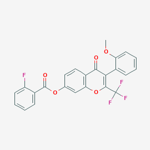 3-(2-methoxyphenyl)-4-oxo-2-(trifluoromethyl)-4H-chromen-7-yl 2-fluorobenzoate