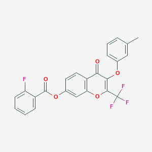 3-(3-methylphenoxy)-4-oxo-2-(trifluoromethyl)-4H-chromen-7-yl 2-fluorobenzoate