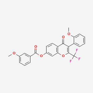 3-(2-methoxyphenyl)-4-oxo-2-(trifluoromethyl)-4H-chromen-7-yl 3-methoxybenzoate