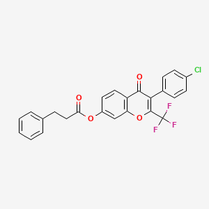 3-(4-chlorophenyl)-4-oxo-2-(trifluoromethyl)-4H-chromen-7-yl 3-phenylpropanoate