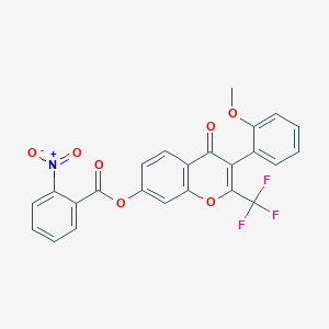 molecular formula C24H14F3NO7 B3755579 3-(2-methoxyphenyl)-4-oxo-2-(trifluoromethyl)-4H-chromen-7-yl 2-nitrobenzoate 