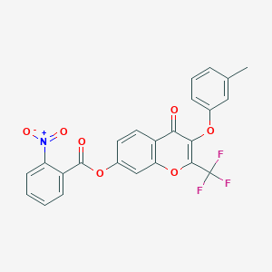 3-(3-methylphenoxy)-4-oxo-2-(trifluoromethyl)-4H-chromen-7-yl 2-nitrobenzoate