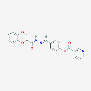 (E)-4-((2-(2,3-dihydrobenzo[b][1,4]dioxine-2-carbonyl)hydrazono)methyl)phenyl nicotinate