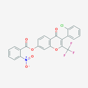 3-(2-chlorophenyl)-4-oxo-2-(trifluoromethyl)-4H-chromen-7-yl 2-nitrobenzoate