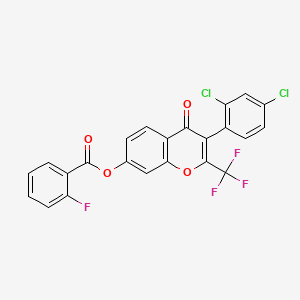 3-(2,4-dichlorophenyl)-4-oxo-2-(trifluoromethyl)-4H-chromen-7-yl 2-fluorobenzoate