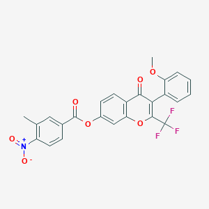 3-(2-methoxyphenyl)-4-oxo-2-(trifluoromethyl)-4H-chromen-7-yl 3-methyl-4-nitrobenzoate