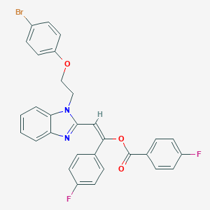 molecular formula C30H21BrF2N2O3 B375562 2-{1-[2-(4-bromophenoxy)ethyl]-1H-benzimidazol-2-yl}-1-(4-fluorophenyl)vinyl 4-fluorobenzoate 