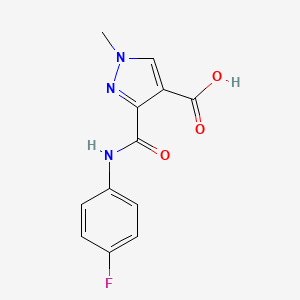 molecular formula C12H10FN3O3 B3755638 3-[(4-FLUOROANILINO)CARBONYL]-1-METHYL-1H-PYRAZOLE-4-CARBOXYLIC ACID 