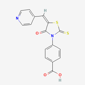 molecular formula C16H10N2O3S2 B3755660 4-[(5E)-4-oxo-5-(pyridin-4-ylmethylidene)-2-sulfanylidene-1,3-thiazolidin-3-yl]benzoic acid 