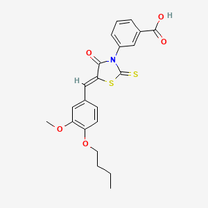 molecular formula C22H21NO5S2 B3755675 3-[(5Z)-5-[(4-butoxy-3-methoxyphenyl)methylidene]-4-oxo-2-sulfanylidene-1,3-thiazolidin-3-yl]benzoic acid 