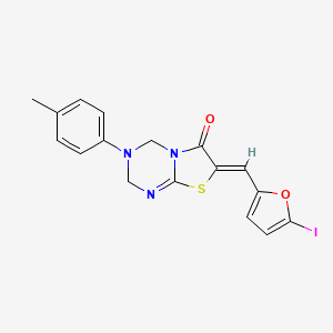 (7Z)-7-[(5-iodofuran-2-yl)methylidene]-3-(4-methylphenyl)-3,4-dihydro-2H-[1,3]thiazolo[3,2-a][1,3,5]triazin-6(7H)-one