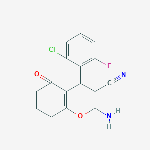 molecular formula C16H12ClFN2O2 B375582 2-amino-4-(2-chloro-6-fluorophenyl)-5-oxo-5,6,7,8-tetrahydro-4H-chromene-3-carbonitrile CAS No. 326919-51-1