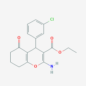 molecular formula C18H18ClNO4 B375583 ethyl 2-amino-4-(3-chlorophenyl)-5-oxo-5,6,7,8-tetrahydro-4H-chromene-3-carboxylate CAS No. 326915-52-0