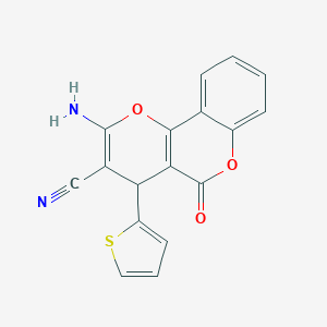 molecular formula C17H10N2O3S B375585 2-amino-5-oxo-4-(2-thienyl)-4H,5H-pyrano[3,2-c]chromene-3-carbonitrile CAS No. 256378-55-9