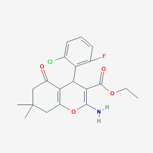 ethyl 2-amino-4-(2-chloro-6-fluorophenyl)-7,7-dimethyl-5-oxo-5,6,7,8-tetrahydro-4H-chromene-3-carboxylate