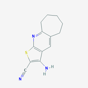 molecular formula C13H13N3S B375587 3-amino-6,7,8,9-tetrahydro-5H-cyclohepta[b]thieno[3,2-e]pyridine-2-carbonitrile 