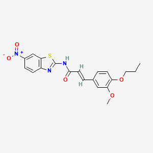 3-(3-methoxy-4-propoxyphenyl)-N-(6-nitro-1,3-benzothiazol-2-yl)acrylamide