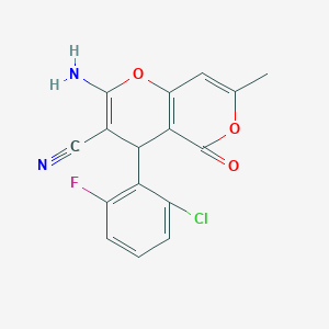 2-amino-4-(2-chloro-6-fluorophenyl)-7-methyl-5-oxo-4H,5H-pyrano[4,3-b]pyran-3-carbonitrile