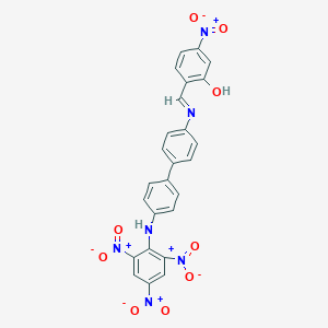 molecular formula C25H16N6O9 B375609 5-Nitro-2-[[4-[4-(2,4,6-trinitroanilino)phenyl]phenyl]iminomethyl]phenol 