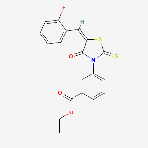 ethyl 3-[(5E)-5-[(2-fluorophenyl)methylidene]-4-oxo-2-sulfanylidene-1,3-thiazolidin-3-yl]benzoate