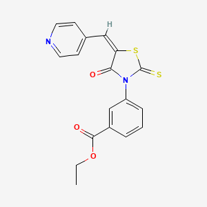 ethyl 3-[(5E)-4-oxo-5-(pyridin-4-ylmethylidene)-2-sulfanylidene-1,3-thiazolidin-3-yl]benzoate