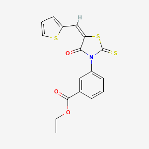 molecular formula C17H13NO3S3 B3756186 ethyl 3-[4-oxo-5-(2-thienylmethylene)-2-thioxo-1,3-thiazolidin-3-yl]benzoate 