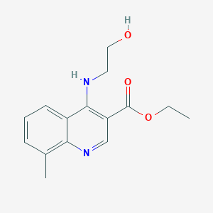 molecular formula C15H18N2O3 B3756237 4-(2-Hydroxy-ethylamino)-8-methyl-quinoline-3-carboxylic acid ethyl ester 