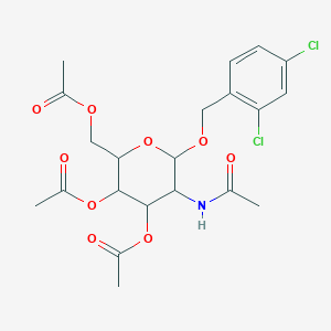 molecular formula C21H25Cl2NO9 B375632 3-(acetylamino)-5-(acetyloxy)-6-[(acetyloxy)methyl]-2-[(2,4-dichlorobenzyl)oxy]tetrahydro-2H-pyran-4-yl acetate 