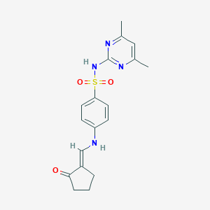 molecular formula C18H20N4O3S B375646 N-(4,6-dimethyl-2-pyrimidinyl)-4-{[(2-oxocyclopentylidene)methyl]amino}benzenesulfonamide 