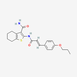 molecular formula C21H24N2O3S B3756518 2-{[3-(4-propoxyphenyl)acryloyl]amino}-4,5,6,7-tetrahydro-1-benzothiophene-3-carboxamide 