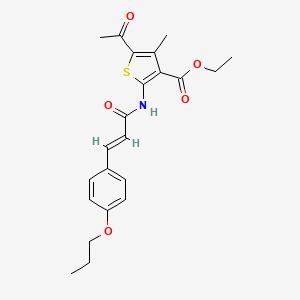 ethyl 5-acetyl-4-methyl-2-{[(2E)-3-(4-propoxyphenyl)prop-2-enoyl]amino}thiophene-3-carboxylate