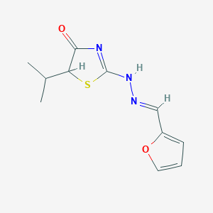 molecular formula C11H13N3O2S B375658 2-[(2E)-2-(furan-2-ylmethylidene)hydrazinyl]-5-propan-2-yl-1,3-thiazol-4-one 