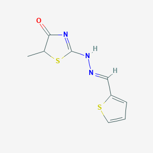 (E)-5-methyl-2-((E)-(thiophen-2-ylmethylene)hydrazono)thiazolidin-4-one